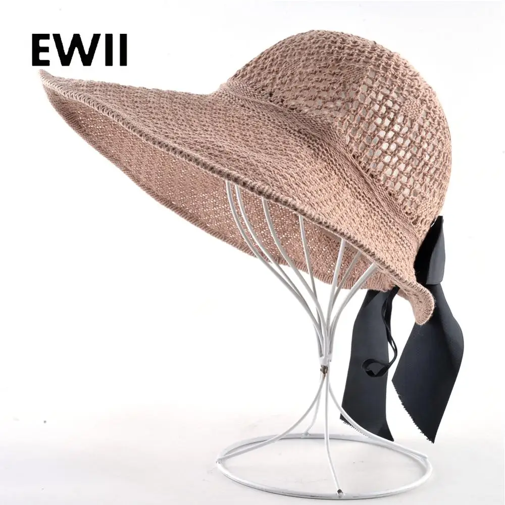 

Bow floppy panama cap women wide brim summer hats ladies beach bucket hat for women straw breathable bucket caps gorros