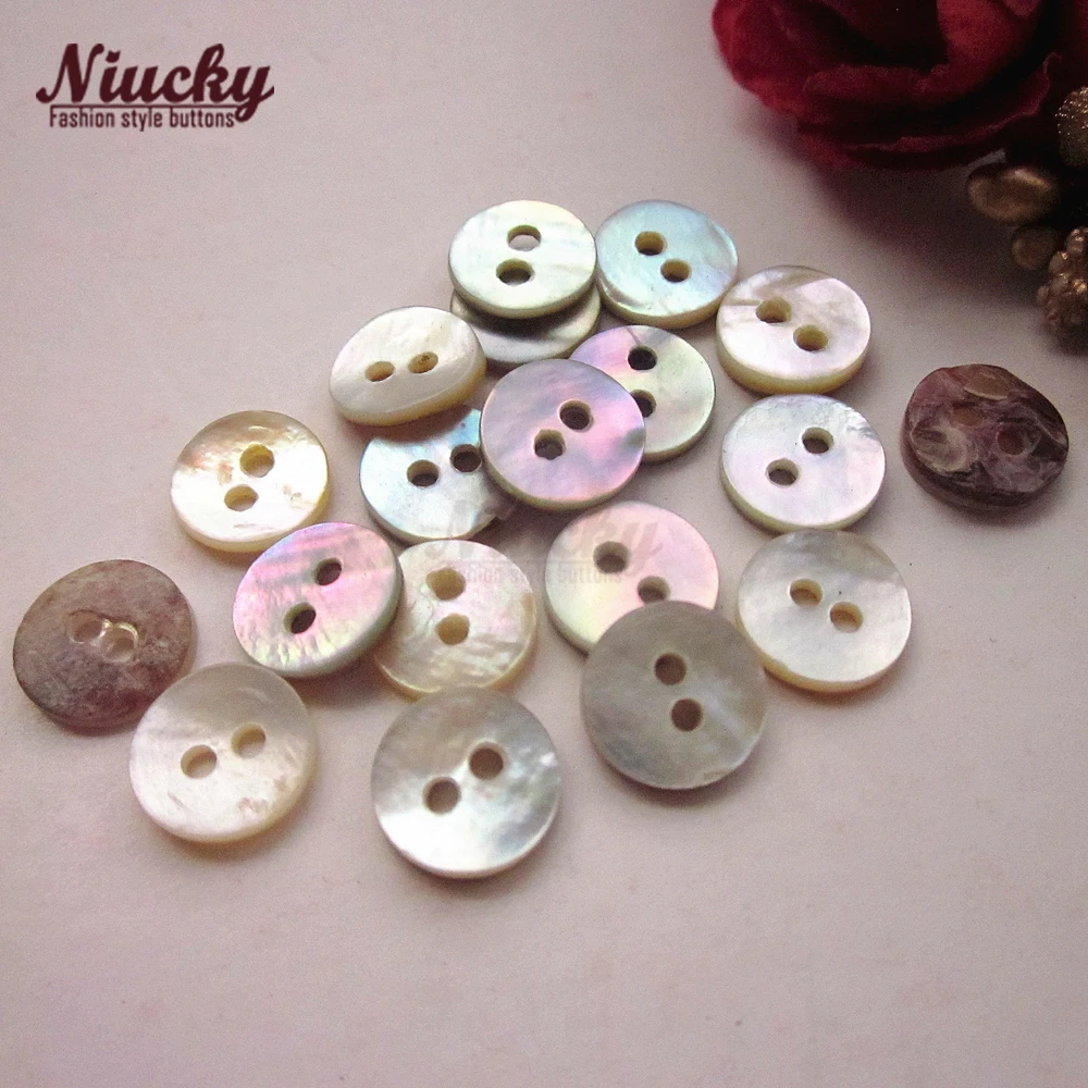 Niucky 9mm-12mm 2 holes High Quality Natural Akoya Pearl Shell Buttons T2 class Natural Shell Sewing Buttons S0101-051