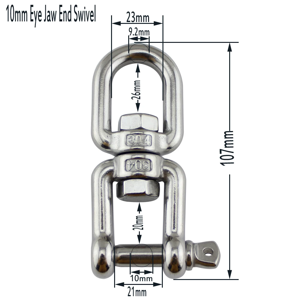 

Heavy Duty Big Stainless Eye and Jaw Swivel Marine SS304/316 Jaw-Eye Swivel Anchor Chain Connector Shackle 10mm 12mm 16mm