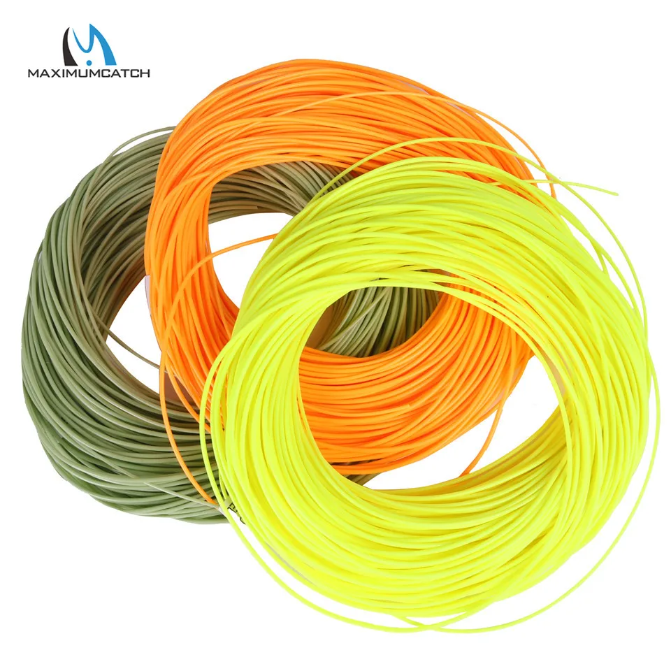 Maximumcatch 1-8WT 100FT DT Linka Muchowa Double Taper Pływająca z Oczkami Zielono/Żółto/Pomarańczowa