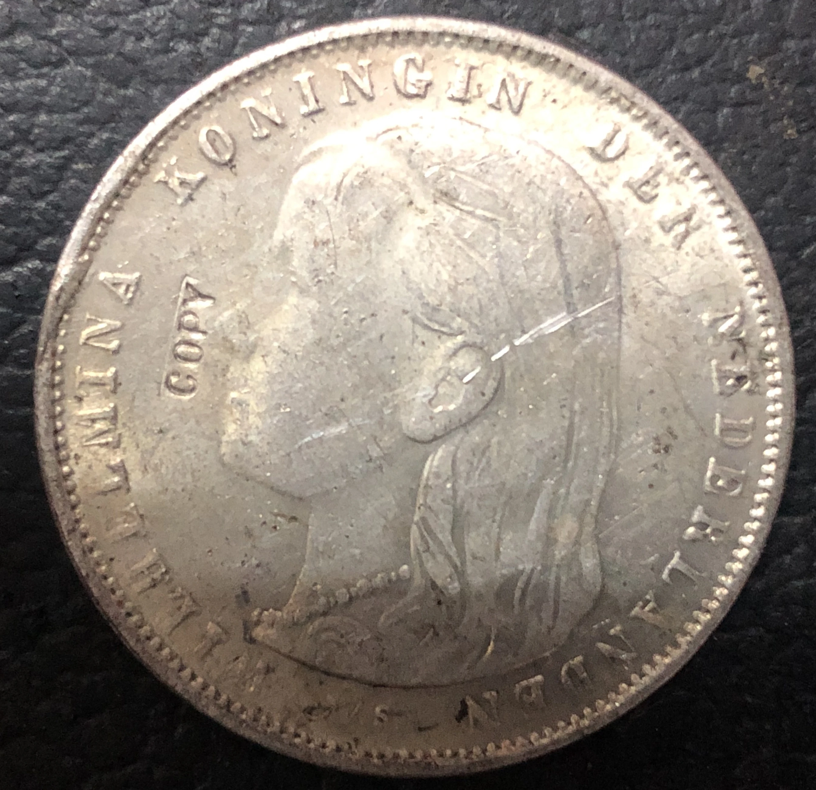 1896 Netherlands 1 Gulden  Silver Coin