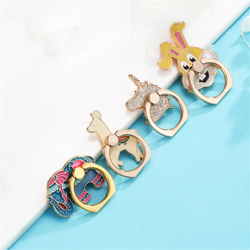 UVR Reusable Unicorn Finger Ring Smartphone Elephone Alpaca Metal Stand Holder Phone Holder Stand For iPhone Huawei All Phone