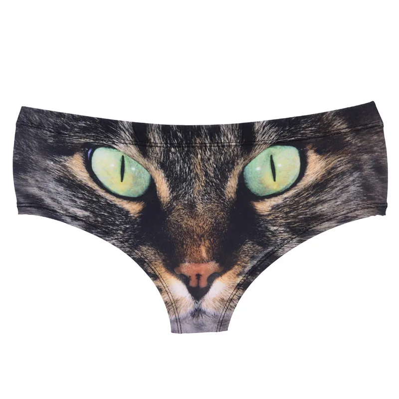 DeanFire Kawaii 3D Panties Women Underwear Wild Cat Green Funny Print Lovely Push Up Briefs Lingerie Thong for Female