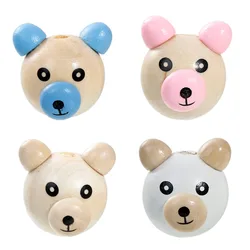 DoreenBeads Natural Color Wood Beads Blue Pink Khaki Ears Noses Cute 3D  Bear 29x27mm-26x25mm 5 Pieces for Pacifier Making