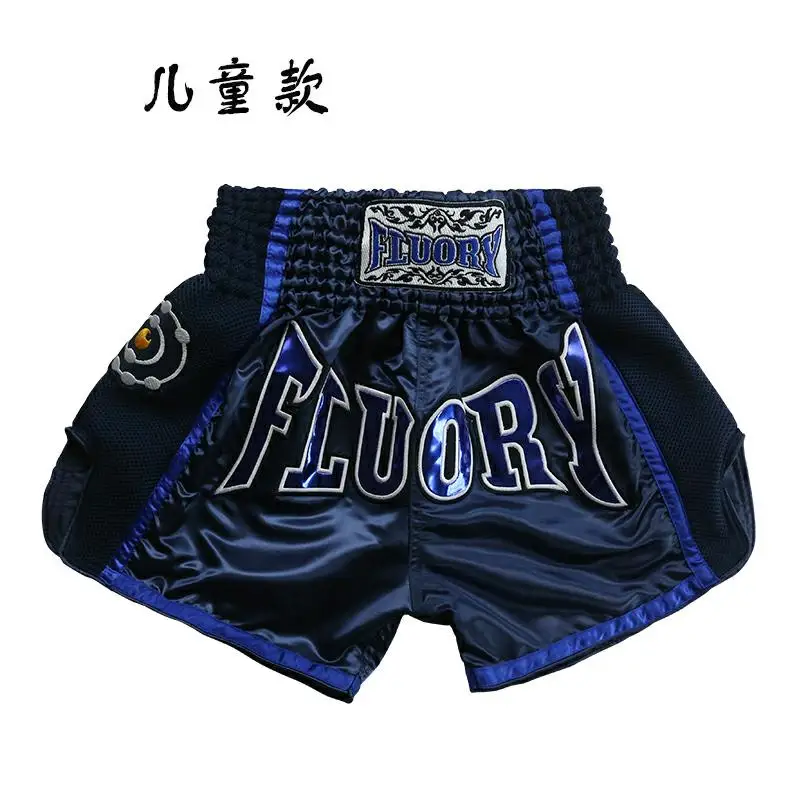 KIDS fluory Muay Thai shorts embroidered patch kick boxing Shorts