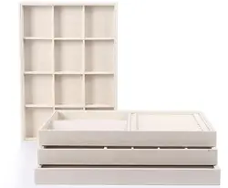 Einzigartige Beige Samt Schmuck Tray Schmuck Display Box Halskette Ohrring Anhänger Stud Organizer Andere Zubehör Zeigen Fall