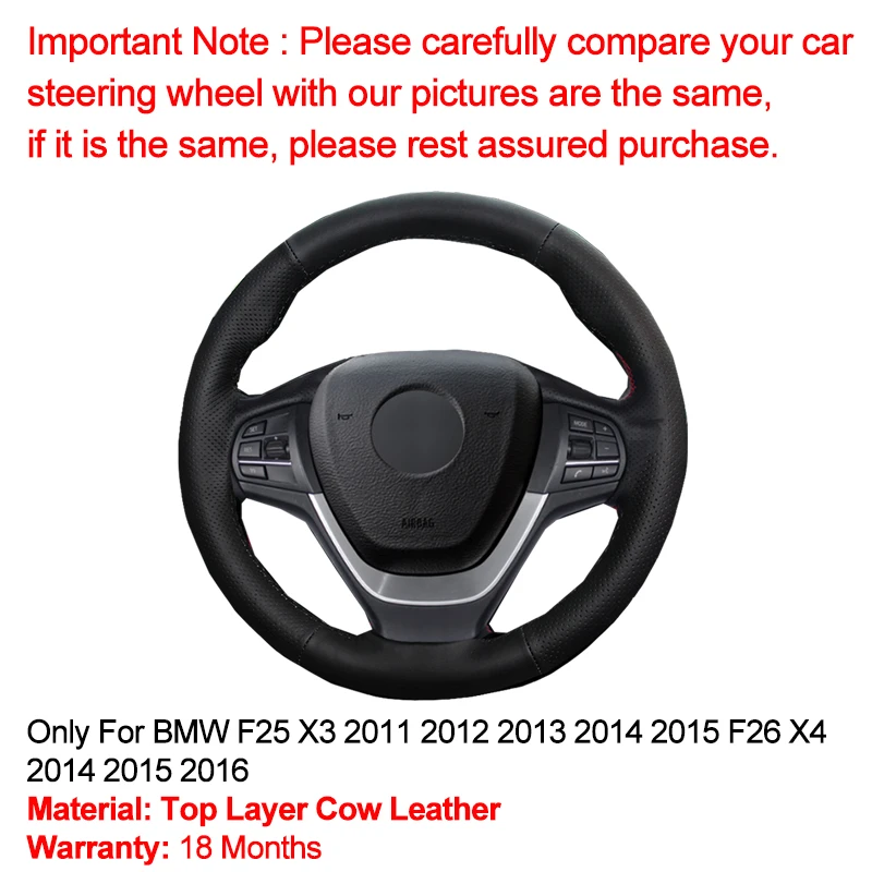 Hand Sewing Car Steering Wheel Cover Volant Top Layer Cow Leather For BMW F25 X3 2011 2012 2013 2014 2015 F26 X4 2014 2015 2016