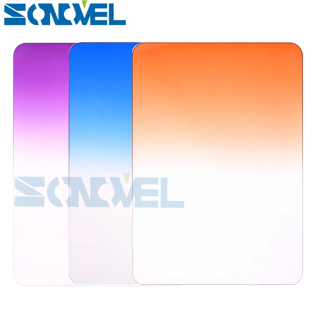 100mm*145mm Graduated ND2 ND4 ND8 Neutral Density 100*145mm Graduated Purple Blue Orange Square Filter for Lee Cokin Z series