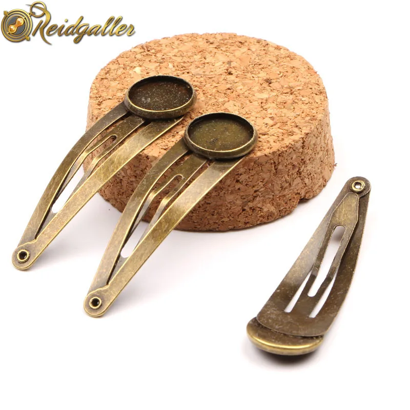 

10pcs Fit 12mm Round Hairpin Cabochon Settings antique bronze hair clip Base Trays
