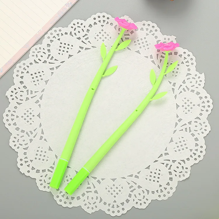 3 PCS Creative Simulation Camellia Neutral Pen Cute Cartoon Learning Stationery Pen Office Supplies Waterborne Signature Pen