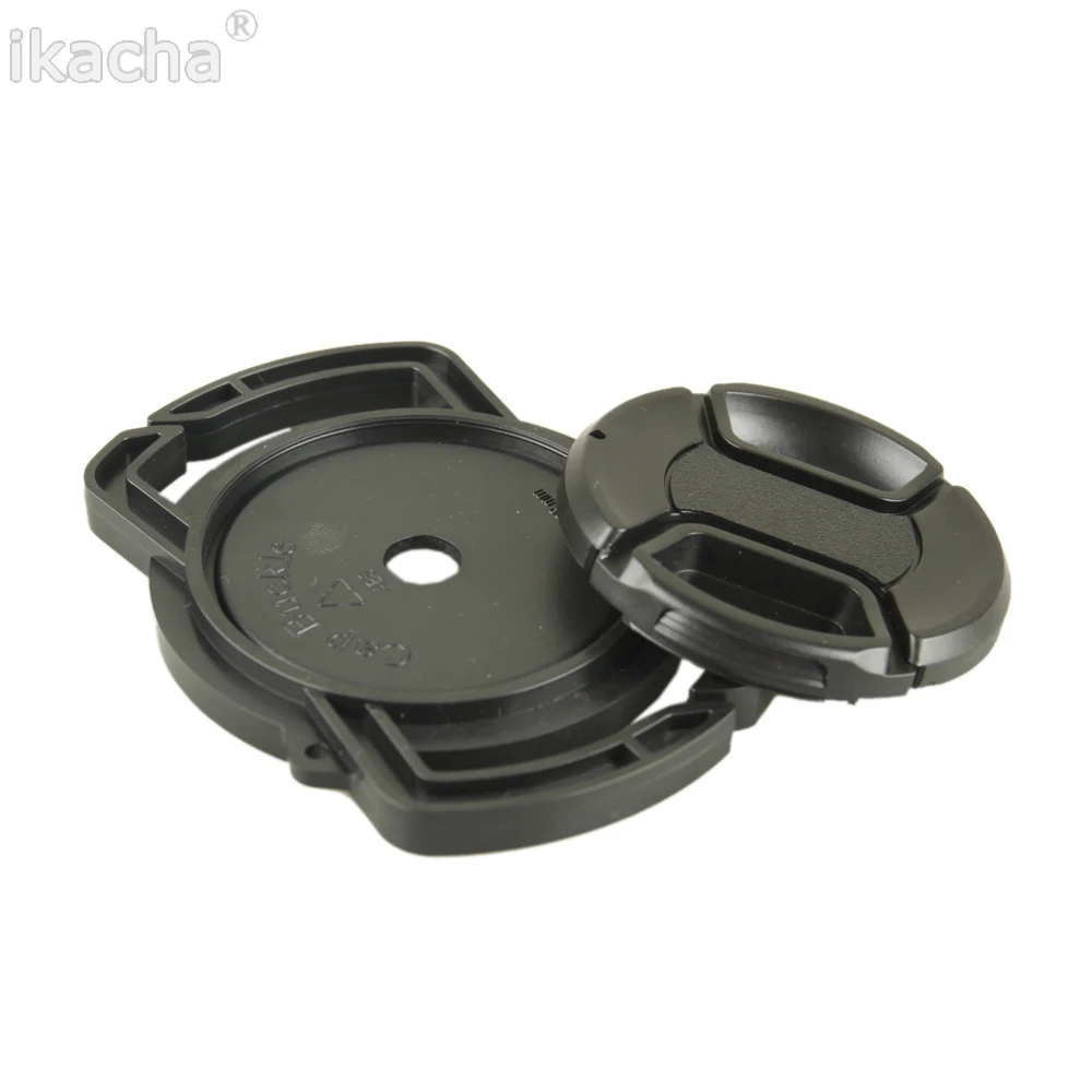 2 in 1 Universal 40.5 43 49 52 55 58 62 67 72 77 82mm Lens Cap + Lens Cap Buckle Protection Cover Lens Cover For All Camera