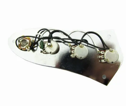 Jazz Bass Wired Control Plate Set_Chrome Plated Loaded Plate