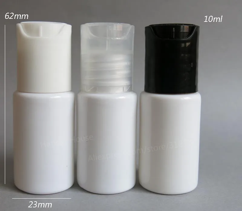 100 x 10ml Refillable Portable PET White Plastic Press  Cap Bottles 10cc Empty Lotion Cosmetic Container