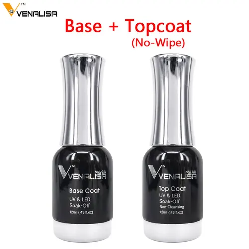 Imagen 2 del producto 2 unids/set Venalisa 12ml Kit de capa Base sin ácido para uñas antiamarilleo sin limpiar capa superior de larga duración Kit de manicura de uñas de Gel