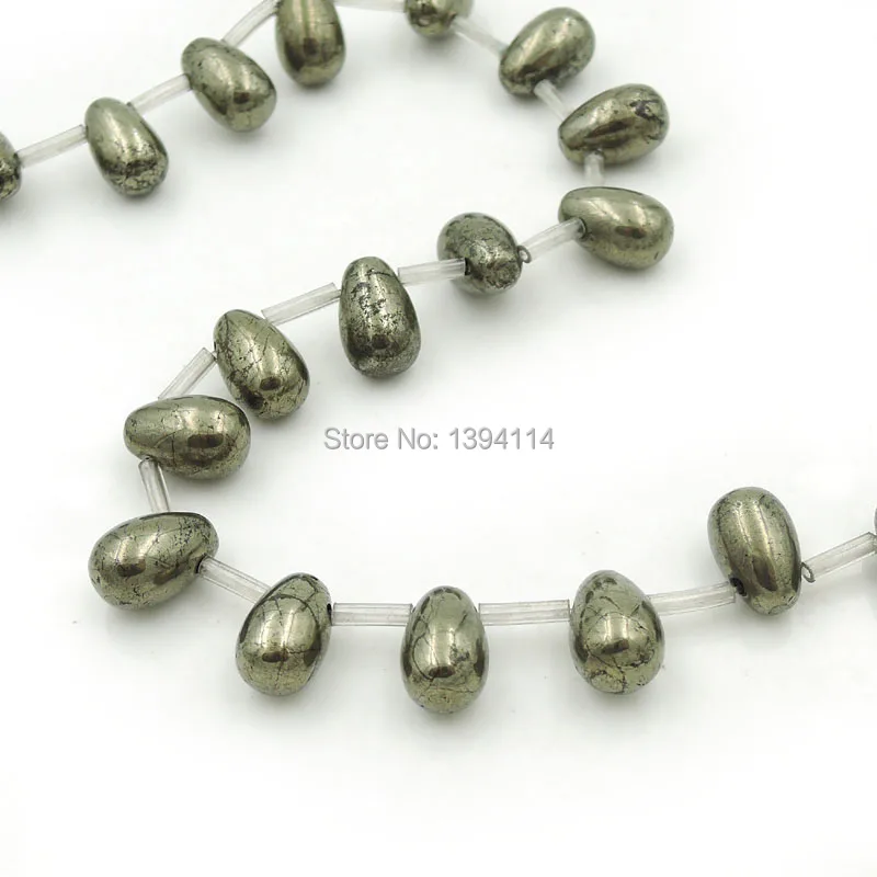 Natural Pyrite Round Drop Beads Strand For Making Bracelets Or Necklaces Jewelery