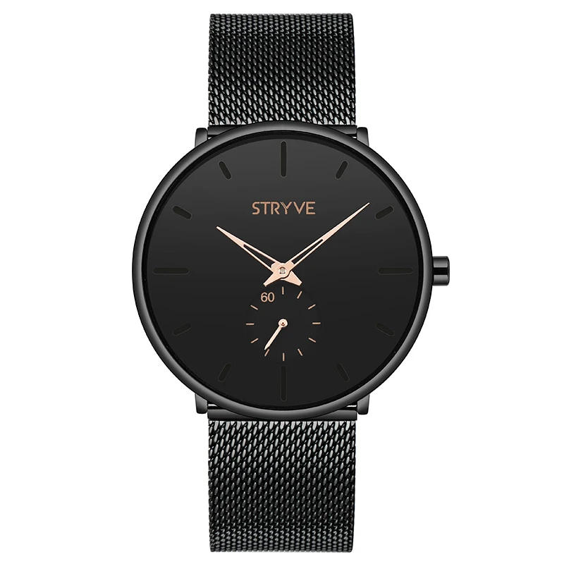 STRYVE 9501 Fashion Men\'s Watches Top Brand Luxury Quartz Watch Casual Slim Mesh Steel Waterproof Women Watch Relogio Masculino