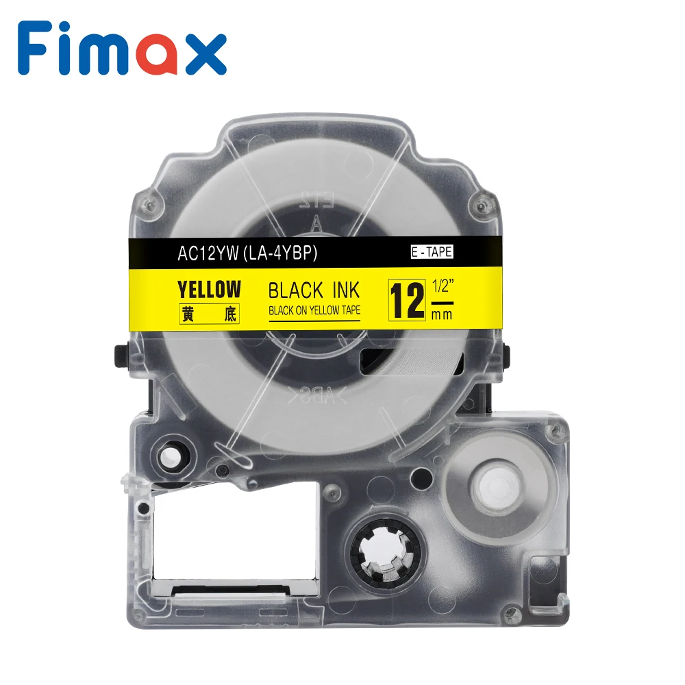 Fimax 6 pcs SS12KW SS9KW Combo Set compatible for Epson/King Jim Printer Label Tapes ST12KW SS12BW SS12YW  Ribbons 12mm*8m LW800