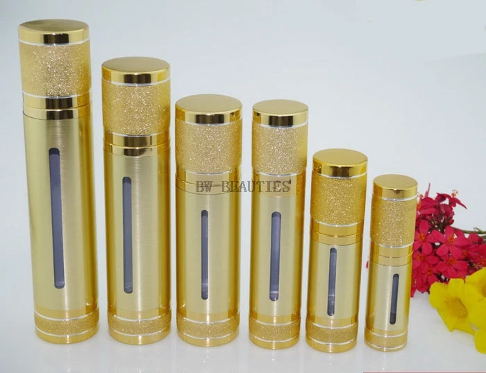 

15ml 30ml 50ml 100ml 120ml Gold Essence Pump Bottle Plastic Airless Bottles For Lotion Cosmetic Container