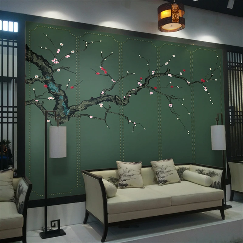 

beibehang Chinese plum flowers custom wallpaper living room dining bedroom sofa TV background wallpaper nostalgia large mural