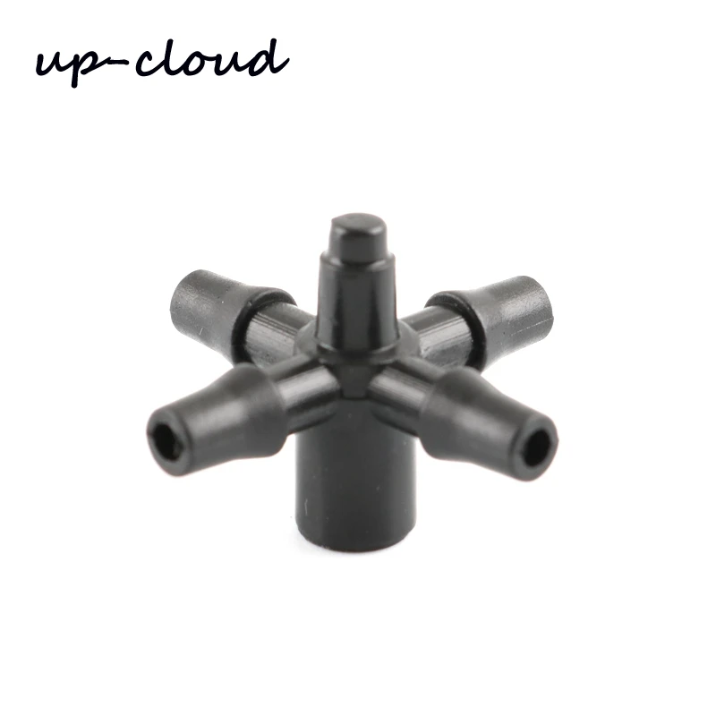 

50pcs UP-CLOUD 1/8 inch Barbed Shunt 3/5mm Garden Hose 5 Way Connector Micro Irrigation Watering Tube Joint Sprinkler Adapter