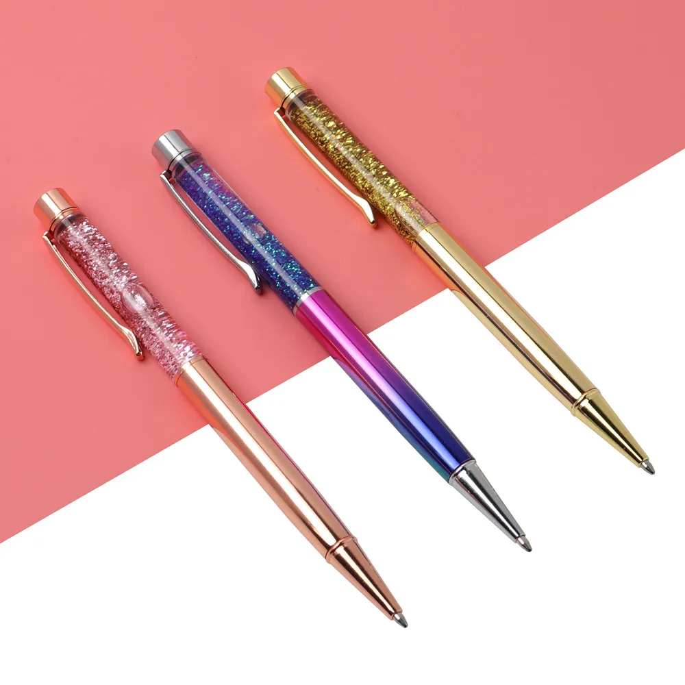 3PCS/LOT Creatively 0.7mm Luxury Ballpoint flow oil crystal Gold foil Metal Copper colorful high-grade gold powder quicksand pen