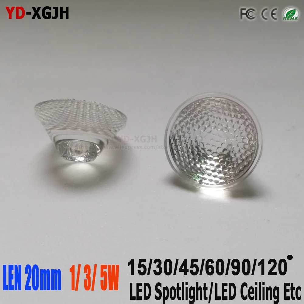 

50PCS 1W 3W 5W LED Lens 20mm diameter optical pmma high power condensing led Bead lenses15/30/45/60/90/120 degree for Lamp DIY