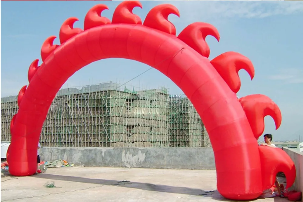 Customized 9m Wide 5 m Tall Red Inflatable Sun Arch for Theme Events Entrance