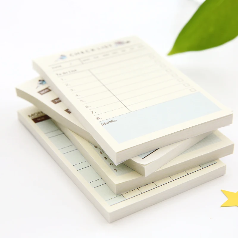 60sheets/pack Kawaii Birds Flowers Monthly Weekly Check List Mini Memo Notes Office School Home Diary To Do Memo Pad