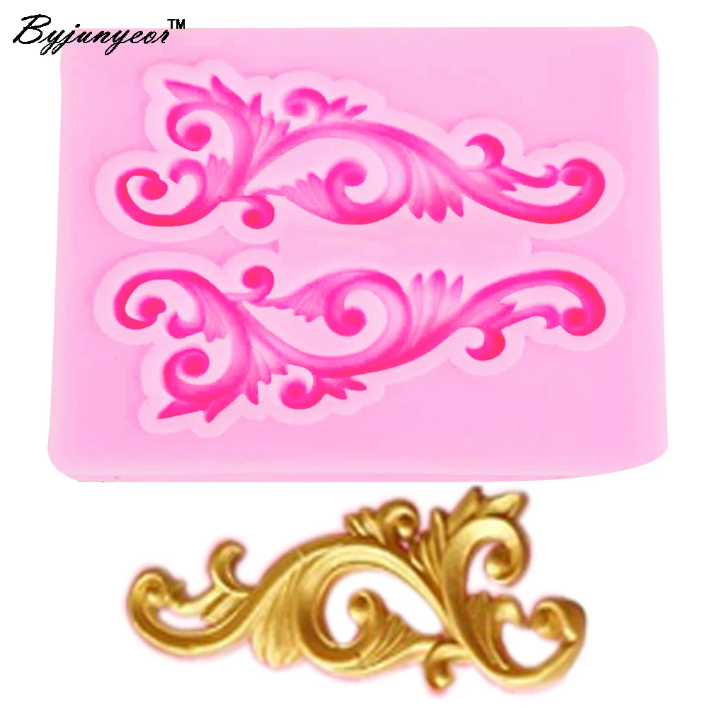 

Byjunyeor M667 Baroque Scrolls UV Resin Silicone Mold Fondant Chocolate Candy Lollipop Crystal Epoxy Soft Clay Bake Tool