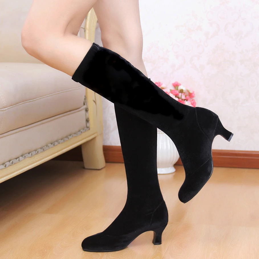 Diamond Dance Boots Genuine New Black Women Communication Square Dance Latin Shoes Boots Sailors Tube Just Dancing Shoe Woman