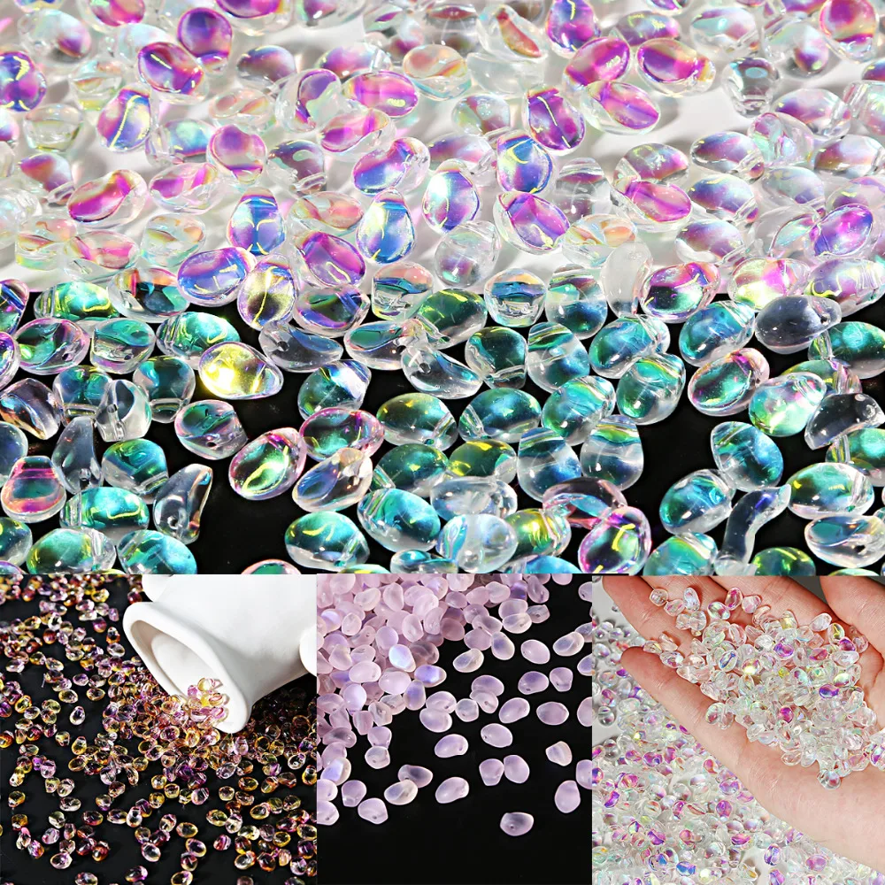 50pcs 6*8mm Tear Drop Lampwork Mermaid Beads Bead Pendant Water Drop Glass Beads Handmade DIY Jewelry Making