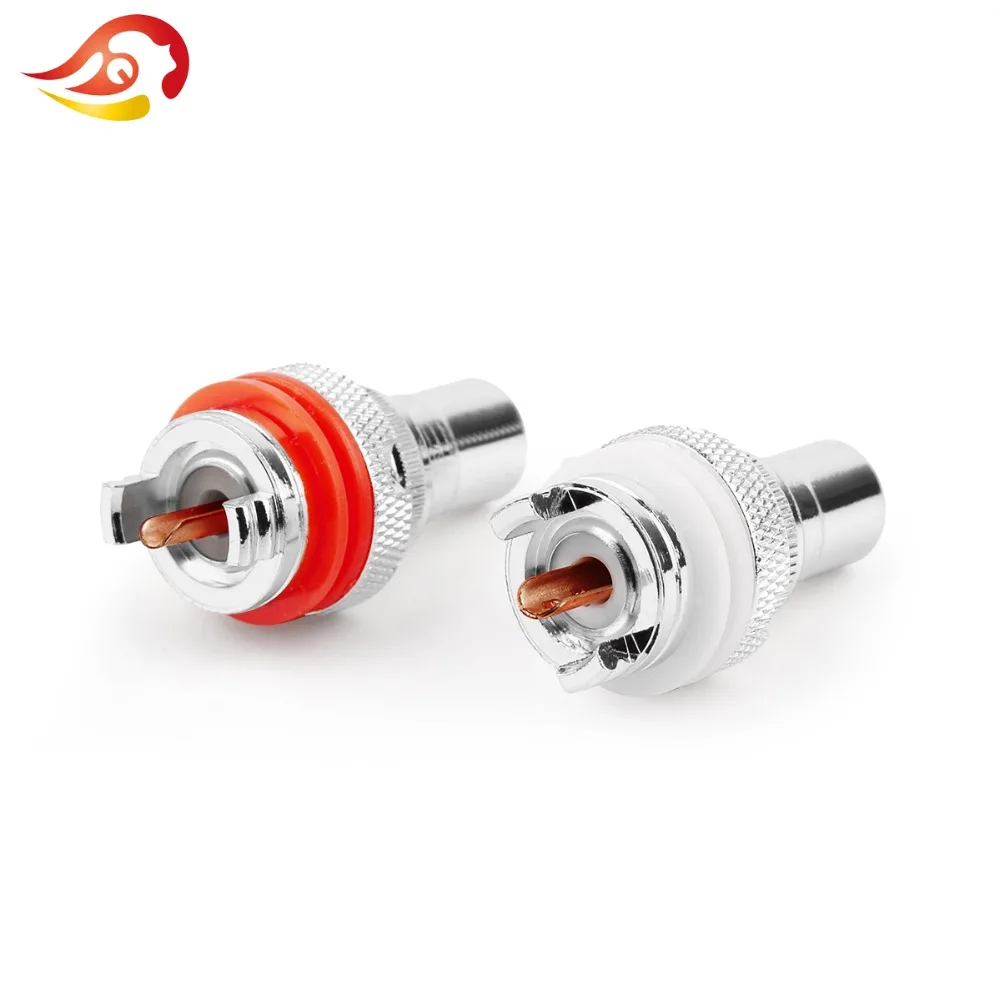 QYFANG RCA Female Socket Chassis CMC Connector Rhodium Plated Copper Jack 32mm Copper Plug Amp HiFi White Red Audio Jacks