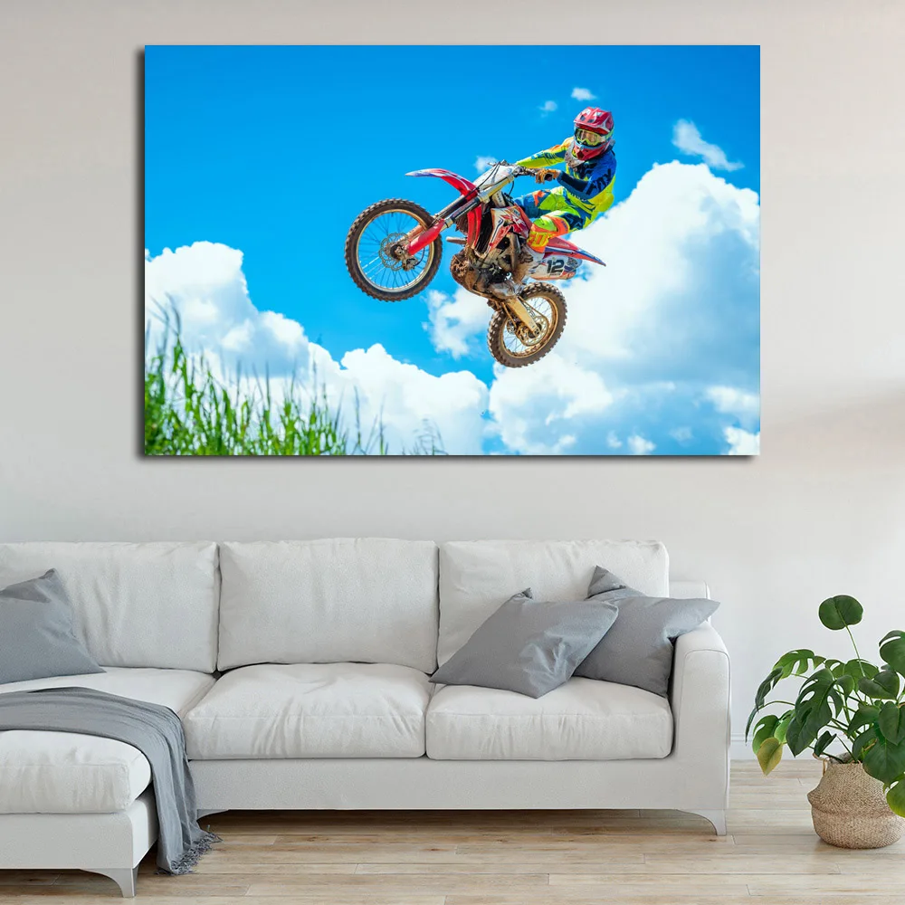 Dirtbike Sport Motocross Racing Motorcycle Wallpaper Picture Printed Wall Art Poster Canvas Cloth Decorative paintings