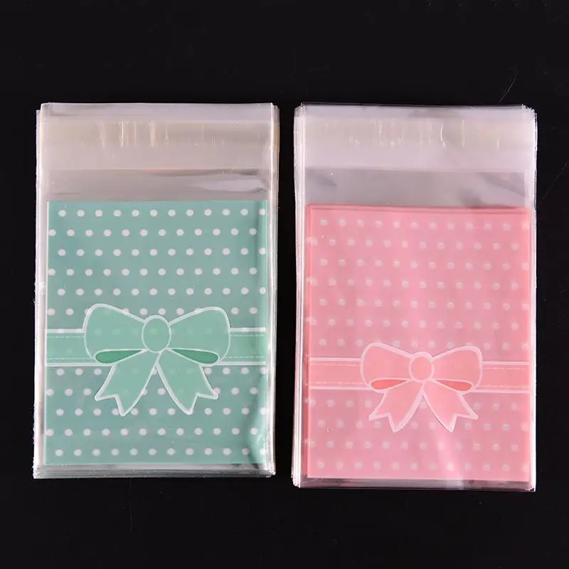 100Pcs Cute Bow-tie Self Adhesive Seal Plastic Bags OPP Poly Self Sealing Plastic Clear Cellophane Bags For Gifts Packaging Bags