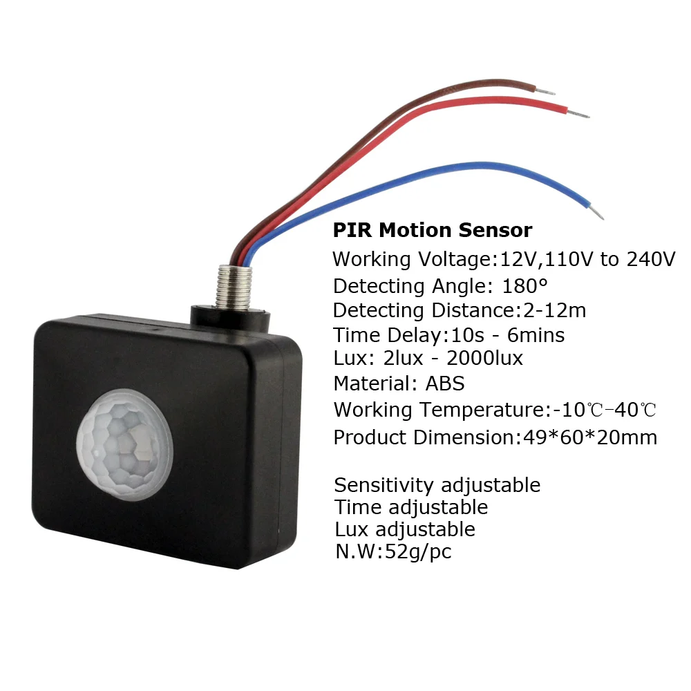 Motion Sensor 220V 110V DC 12V PIR Sensor Motion Switch Automatic Infrared Body Lamp Light Timer Switch Outdoor image 3