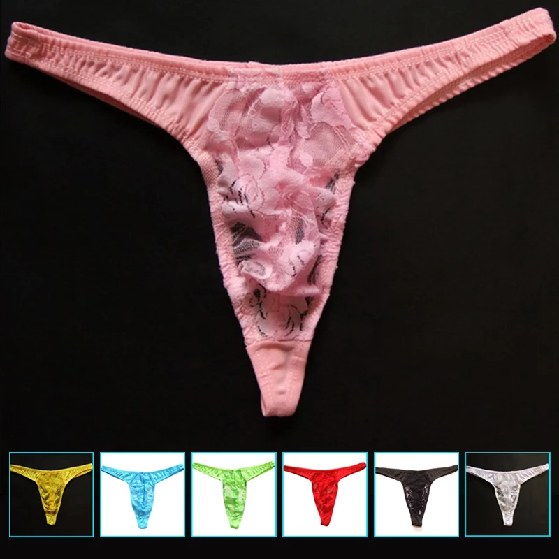 2019 sexy Men Lace Thong Transparent Breathable Panties Men See Through Pouch G-Strings Male Underpants jockstrap gay underwear