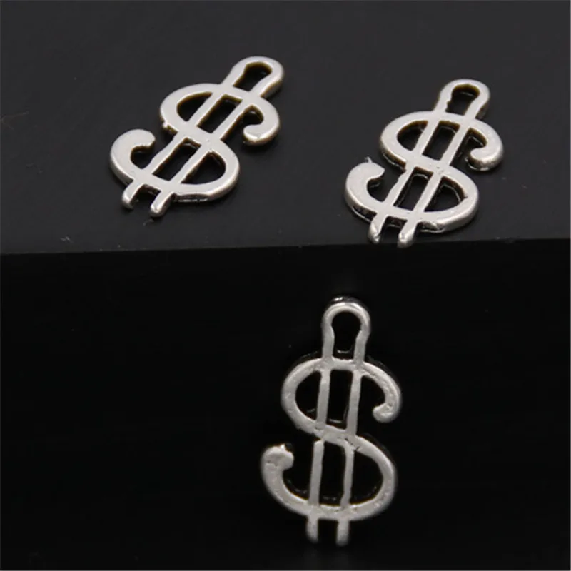 100PCS  Silver Color Dollar Sign Bead Spacer European Money Charms Fit For Jewelry Making Bracelet Necklace DIY A871