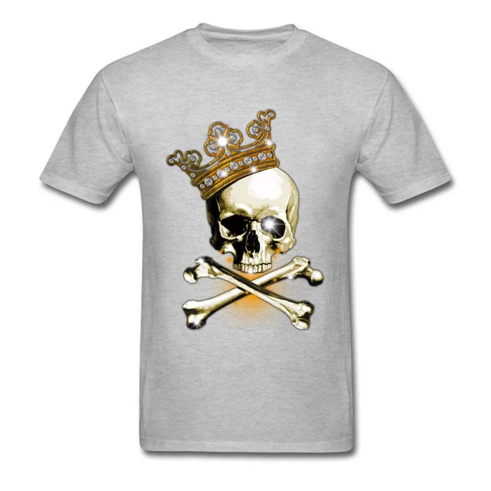 King Of Bling 2024 Funny Skull Print Men T Shirts Pirate Crossbones & Crown Print Adult Plus Size Black T-shirt For Hipster