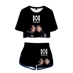 Marcus and Martinus 3D Print 2 Piece Set Women Summer Suit Conjunto Feminino Crop Top and Shorts Two Piece Outfits Matching Sets