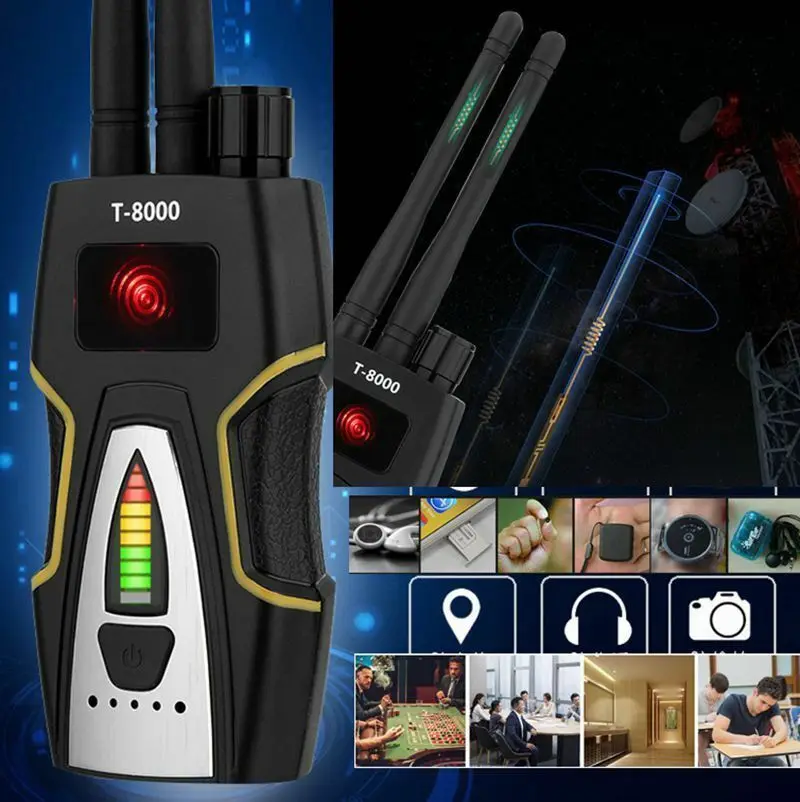 T-8000 Dual antenne RF Signal Detektor GSM Audio Finder GPS Scan Detector Anti-spy Bug Anti Candid Kamera Detektor