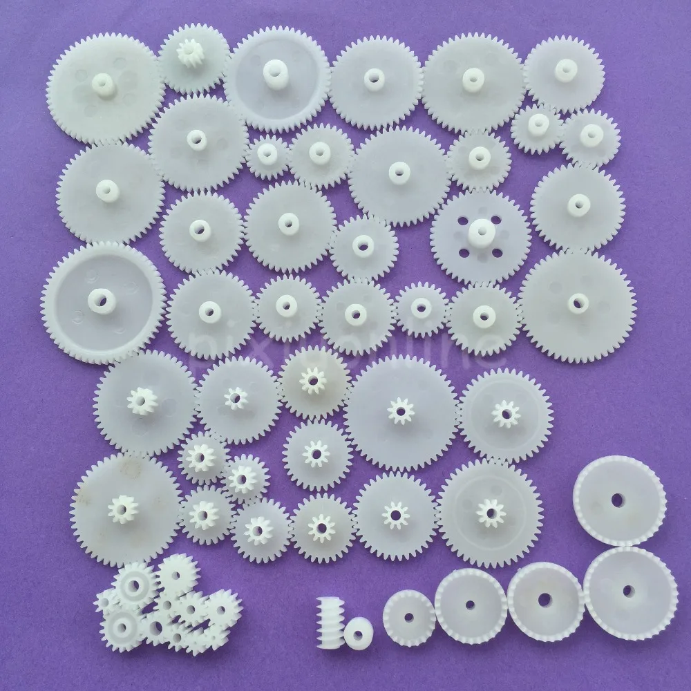 58pcs/bag J293Y Plastic 0.5 Module Gears White Micro DC Motor Toys Gears DIY Combination Parts