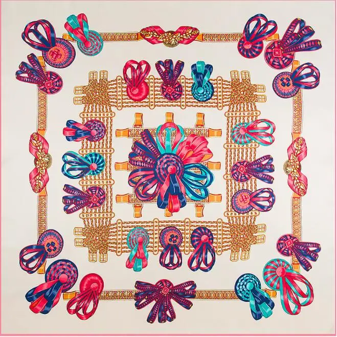 Foulard en sergé de soie à nœud papillon pour femmes, carré, imprimé, châle, nouvelle collection 2019