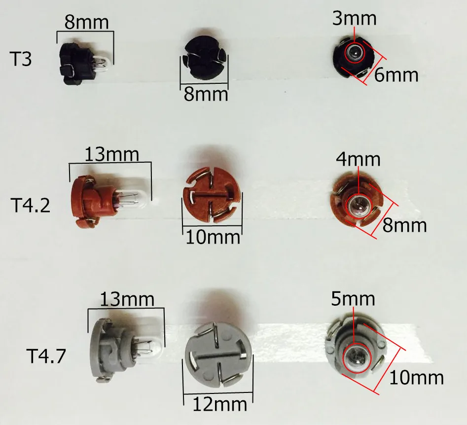 10PCS T3 T4.2 /T4.7Neo Cuneo Auto Luce Dello Strumento Indicatore Cruscotto