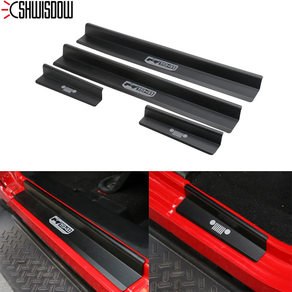 Car Door Pedal Sill Scuff Plate For Jeep Wrangler JK 2007-2017 Protector Entry Guard Cover Car Door Threshold Decoration Trim