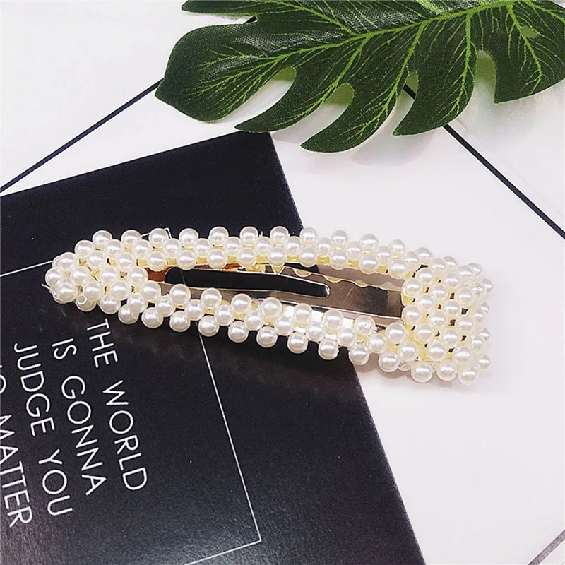 Carvejewl Full Pearl Hair Clips Snap Barrette Stick Hairpins Hair Styling bridal Accessories Hairgrip Headdress Gift wholesale