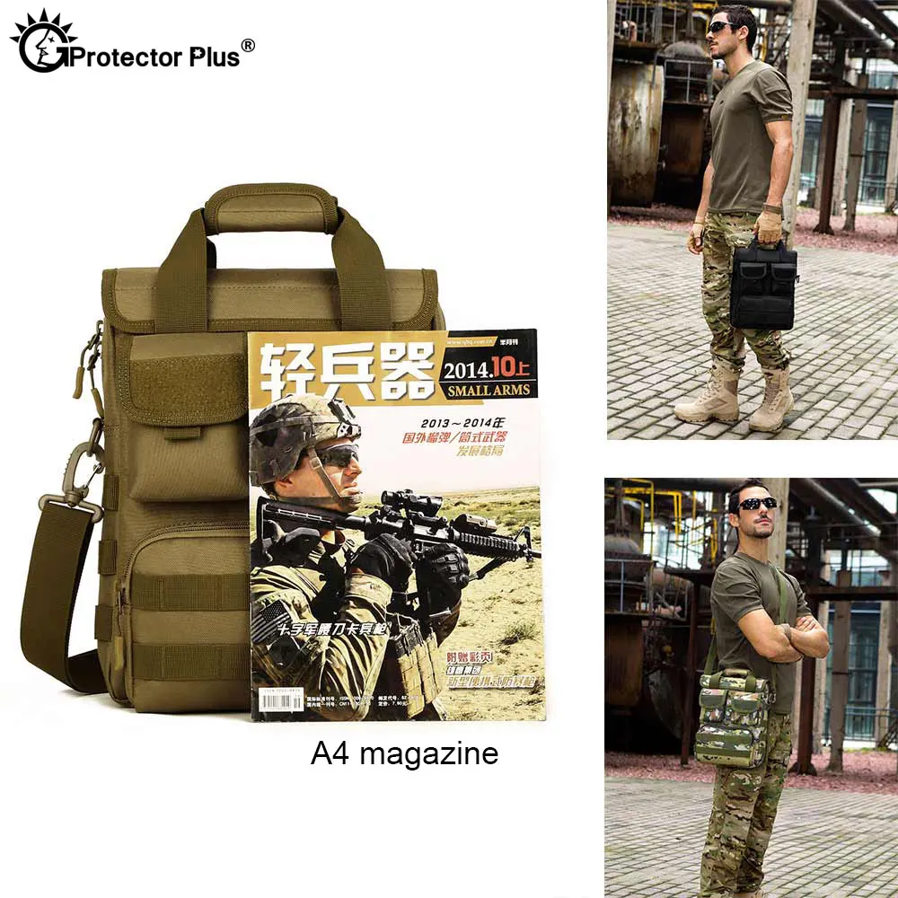 PROTECTOR PLUS Tactical Handbag 12 inches Laptop Crossbody Camouflage Molle Hunting Camping Hiking Sports Bag