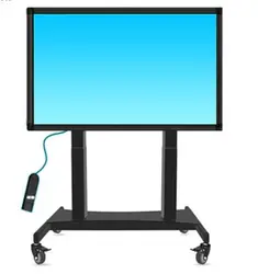 Remote control electric lift cart video conference terminal floor stand 90° flip mobile TV stand for LED tv