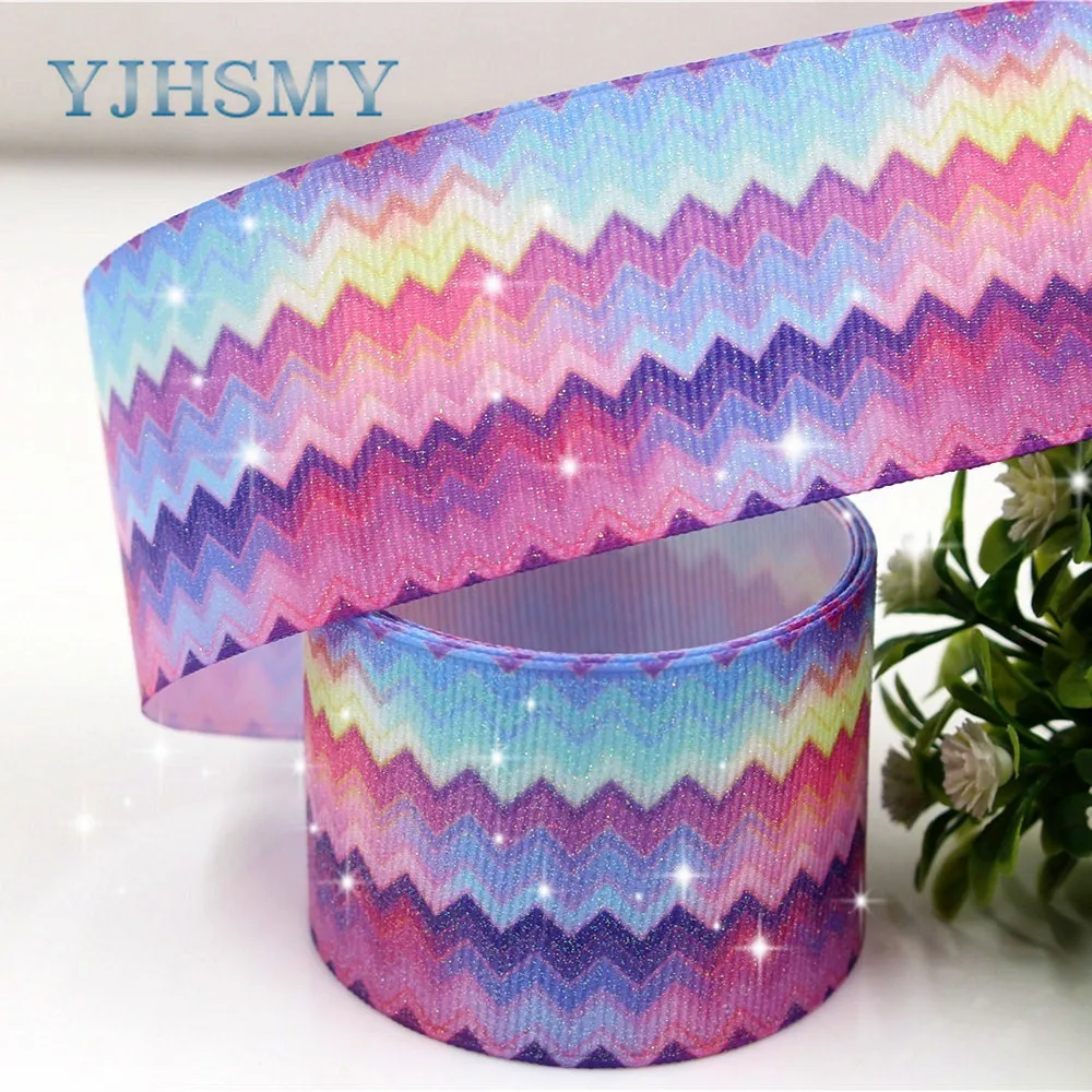 YJHSMY C-171215-336,38 mm 5 Yards flash Colorful Thermal transfer Printed grosgrain Ribbons,DIY handmade gift wrap Material