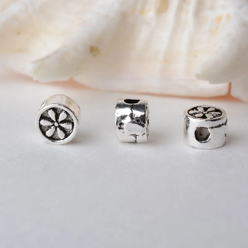 

Бусины с шармами из цельного серебра, разделительные бусины из тайского серебра с отверстием 1,2 мм, аксессуары для бижутерии, сделай сам