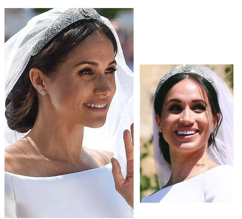 Himstory Luxus voll cz Meghan Prinzessin Hochzeit Tiara Krone Vintage Königin Diadem Haarschmuck